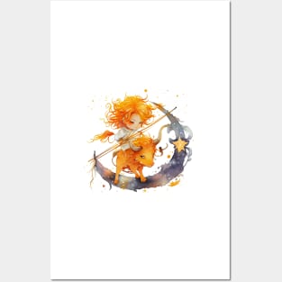 Watercolor Zodiac Sagittarius Posters and Art